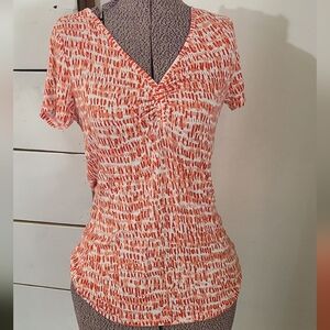 Womens Lee Short Sleeve Orange White T-shirt Size Small